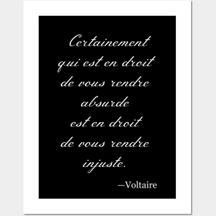 Voltaire Quote, French, Absurdities, Philosophy 18th Century Posters and Art